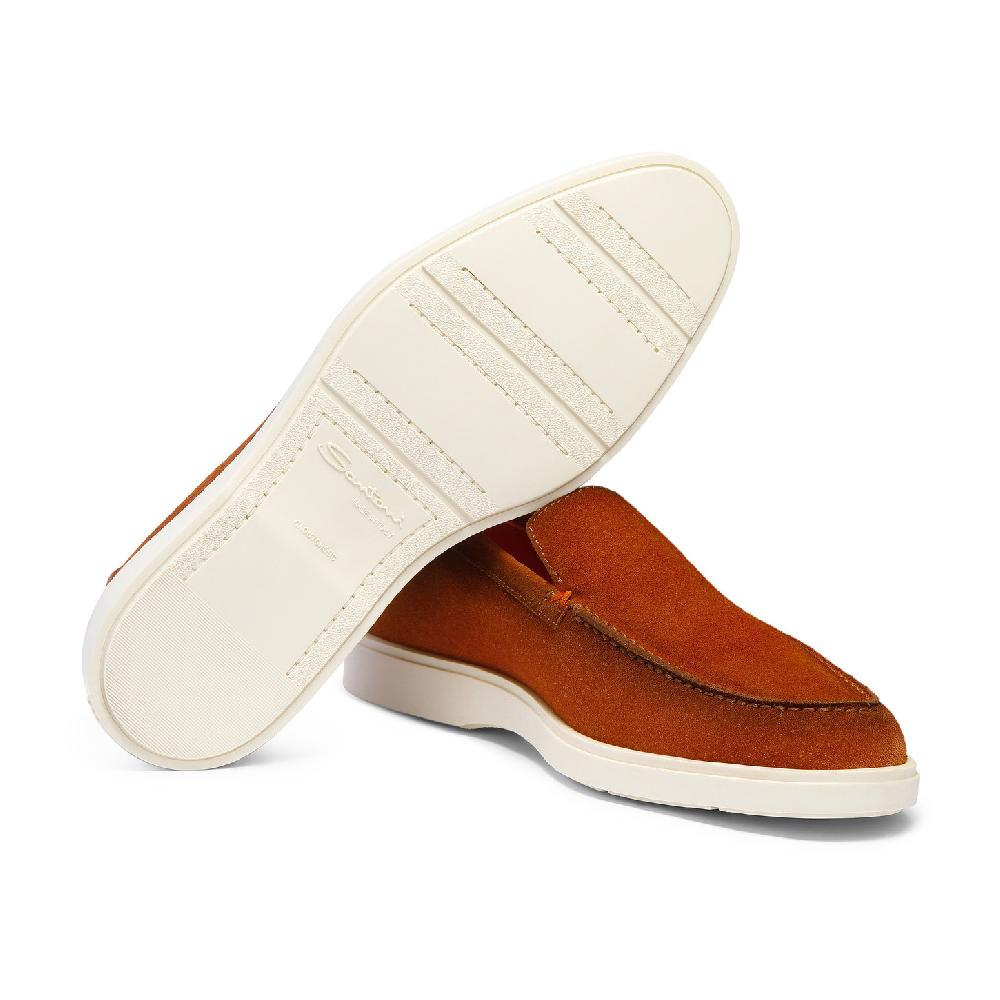Santoni Mocassino da uomo in suede marrone Qualità Garantita