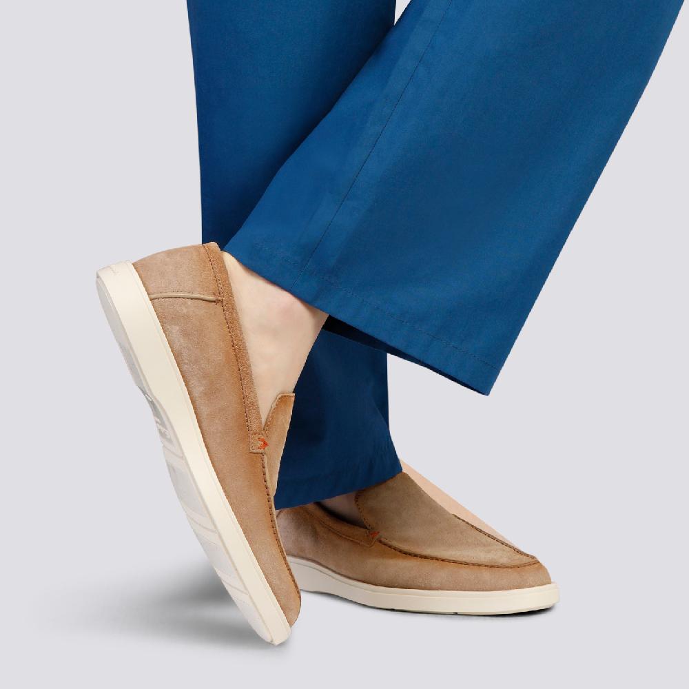 Santoni Mocassino da uomo in suede beige Promozione Limitata