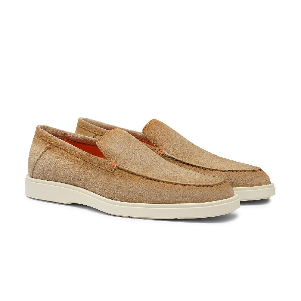 Santoni Mocassino da uomo in suede beige Promozione Limitata