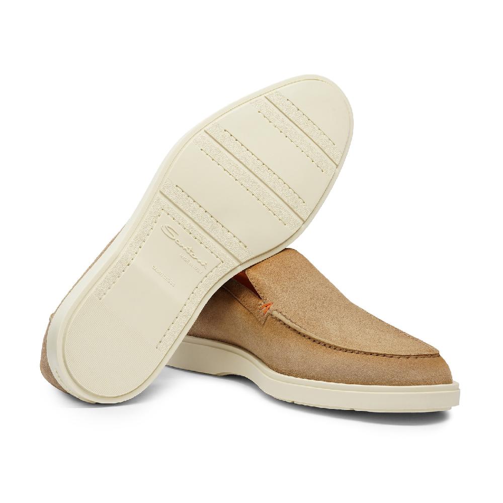 Santoni Mocassino da uomo in suede beige Promozione Limitata