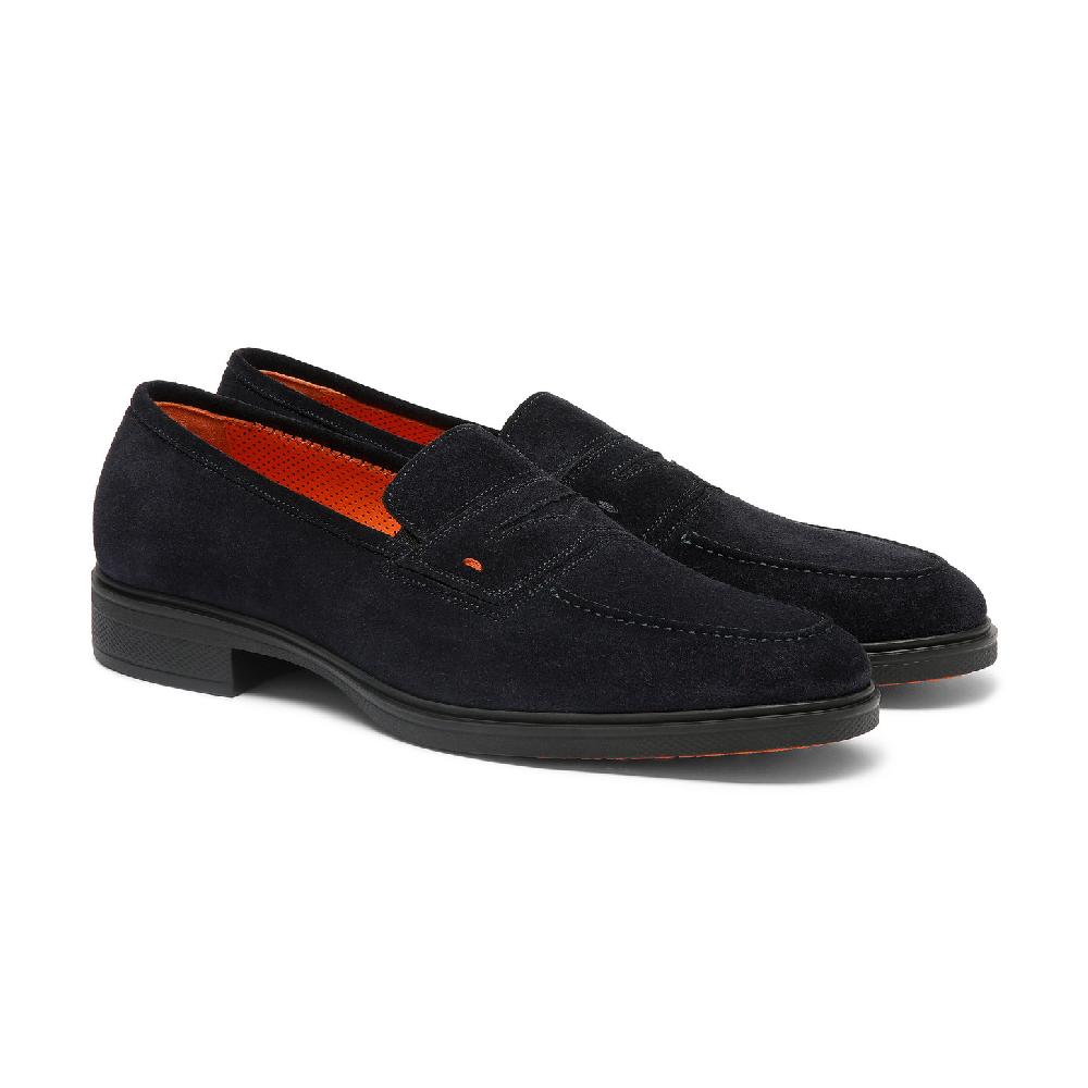 Santoni Mocassino Easy da uomo in suede blu Fino Al -60%