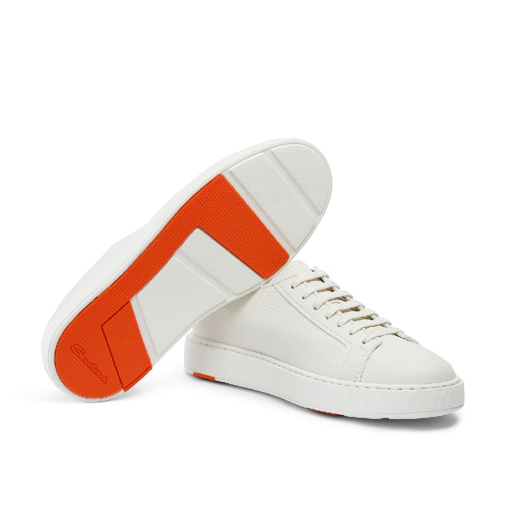 Santoni Sneaker da uomo in pelle bottalata bianca Shopping Online