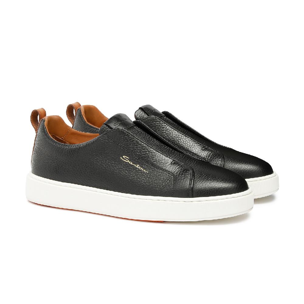 Santoni Sneaker slip-on da uomo in pelle bottalata nera Prezzo Ridotto