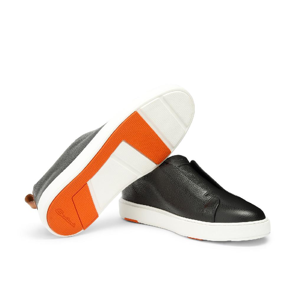 Santoni Sneaker slip-on da uomo in pelle bottalata nera Prezzo Ridotto