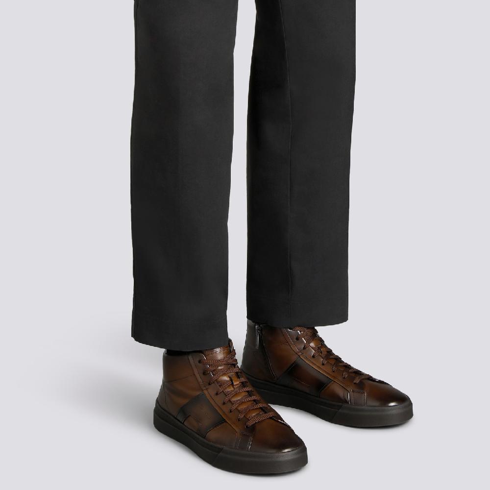Santoni Double Buckle Sneaker da uomo in pelle testa di moro Novità