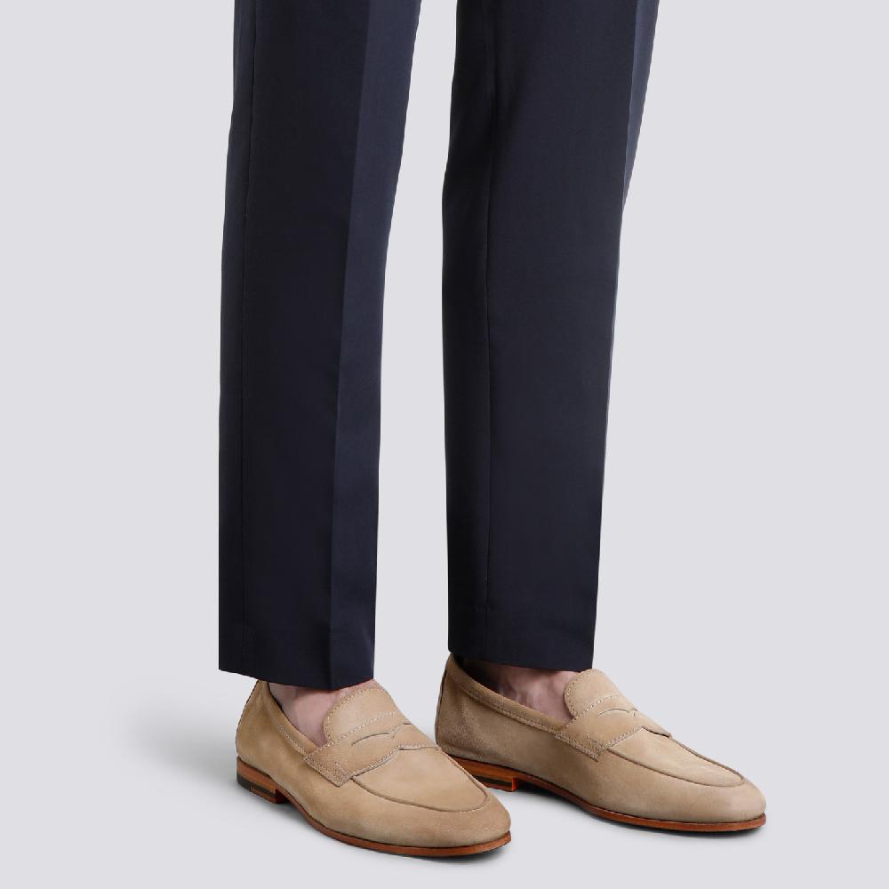 Santoni Mocassino Carlo da uomo in suede beige Online