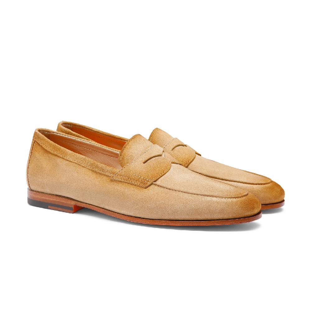 Santoni Mocassino Carlo da uomo in suede beige Online
