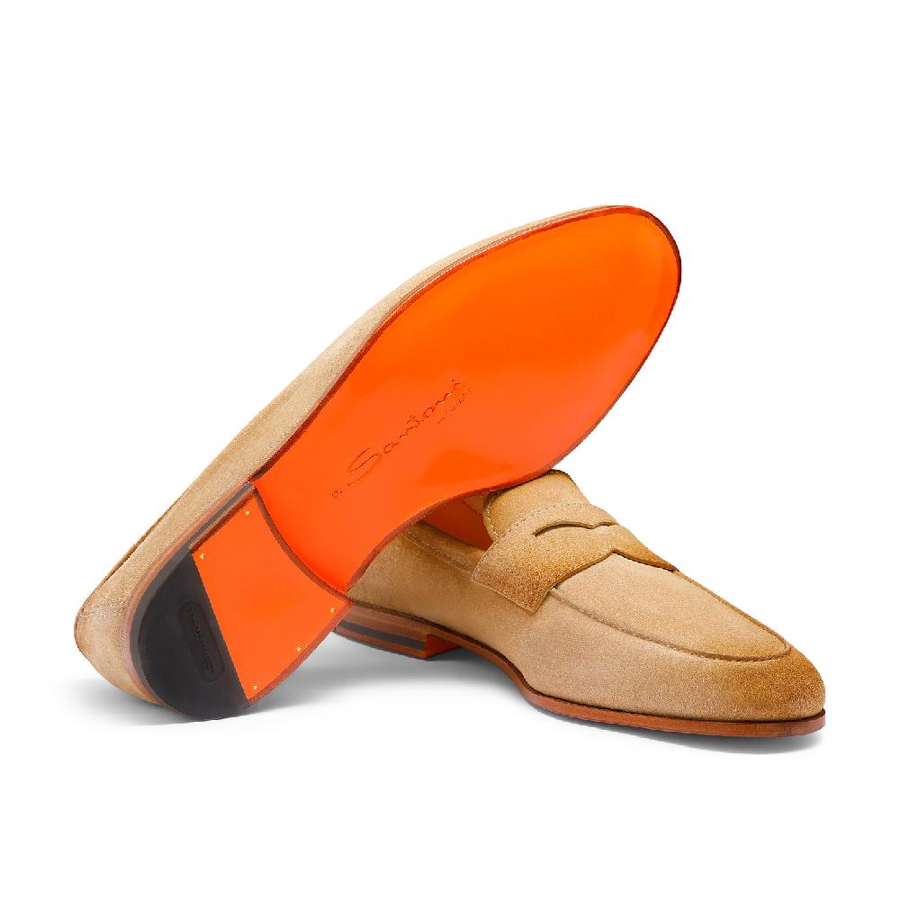 Santoni Mocassino Carlo da uomo in suede beige Online