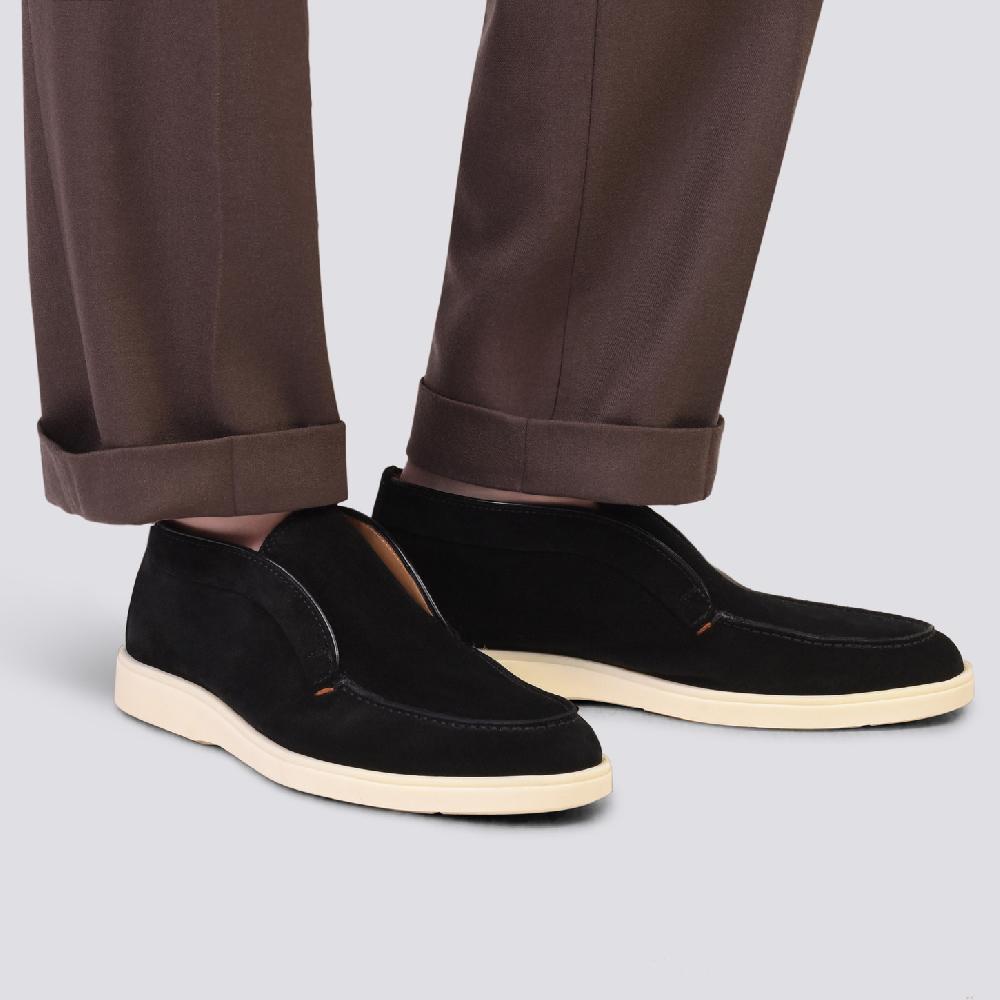 Santoni Stivaletto desert da uomo in suede nero Offerte