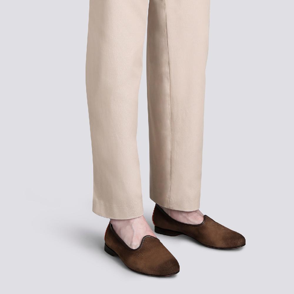 Santoni Mocassino da uomo in suede marrone Smaltimento dello stoccaggio