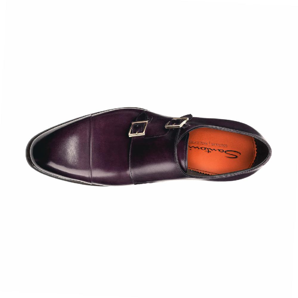 Santoni Doppia fibbia da uomo in pelle viola Vendita