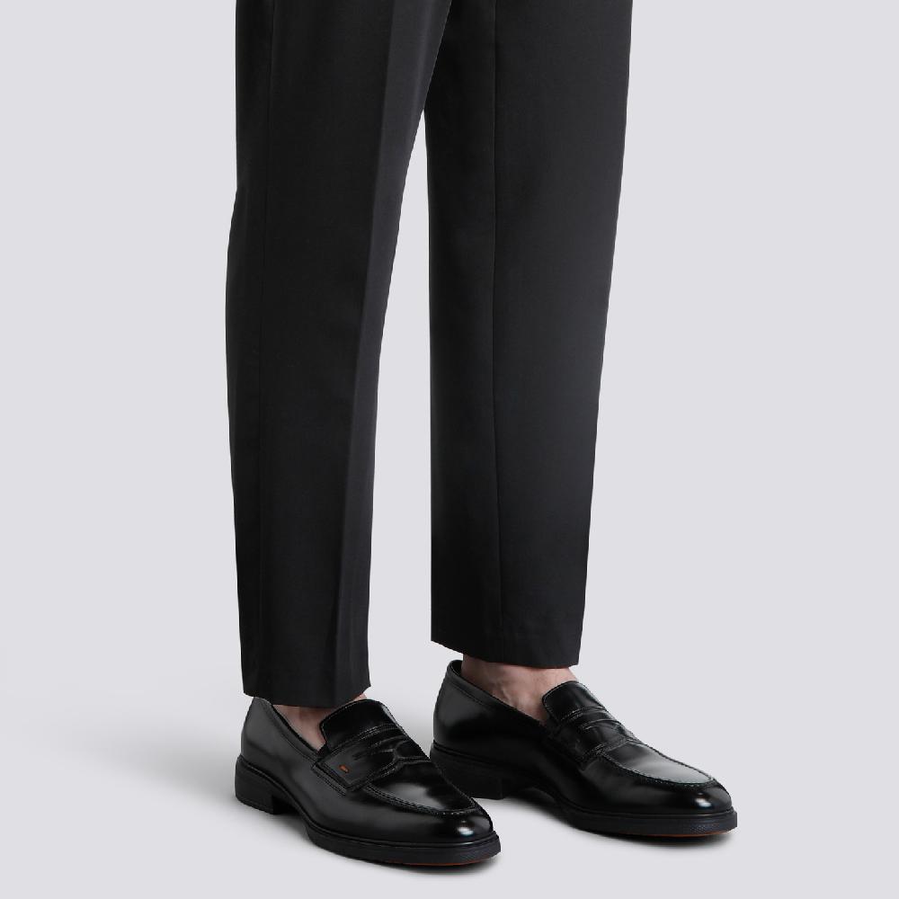 Santoni Mocassino Easy da uomo in pelle nera Spedizione Gratuita