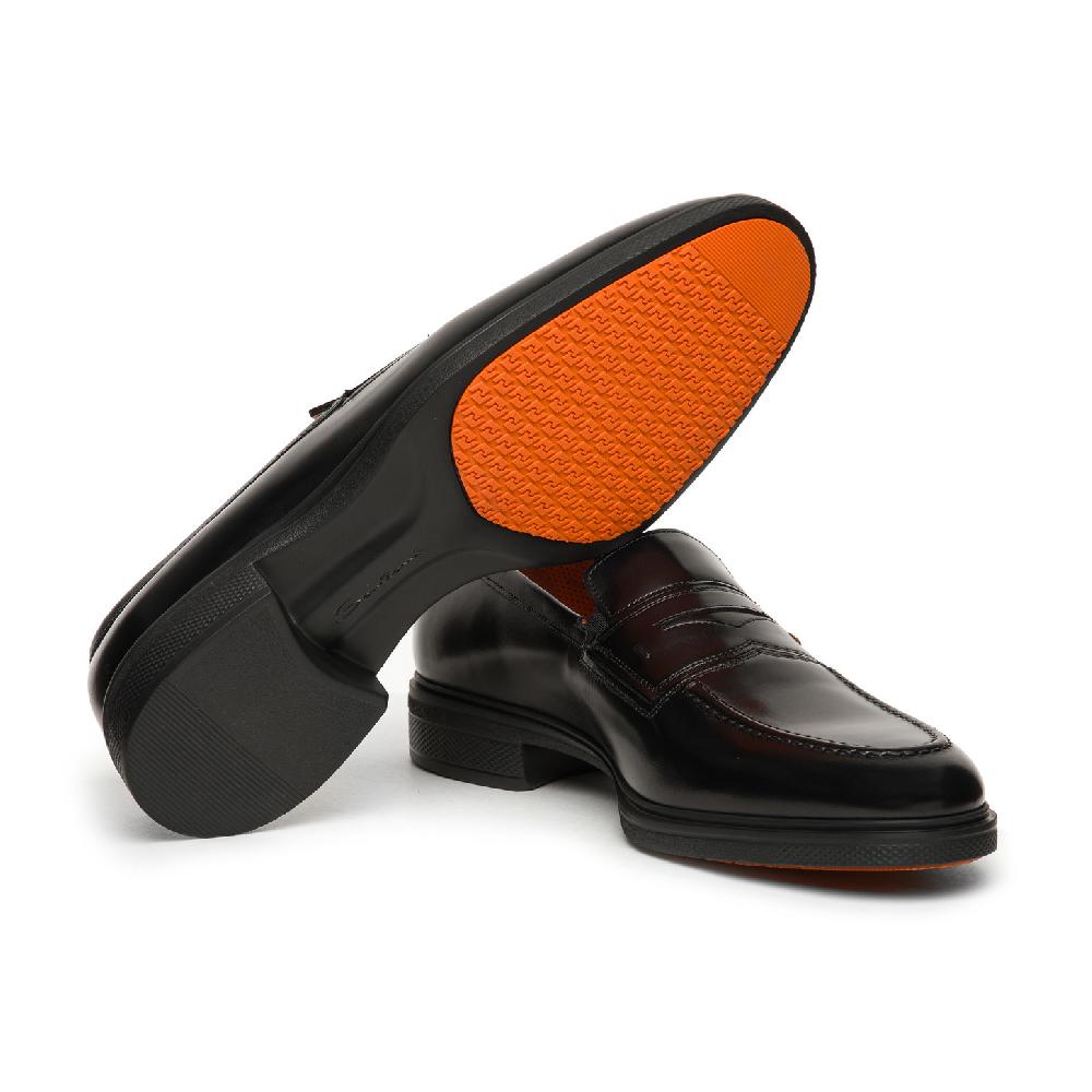 Santoni Mocassino Easy da uomo in pelle nera Spedizione Gratuita