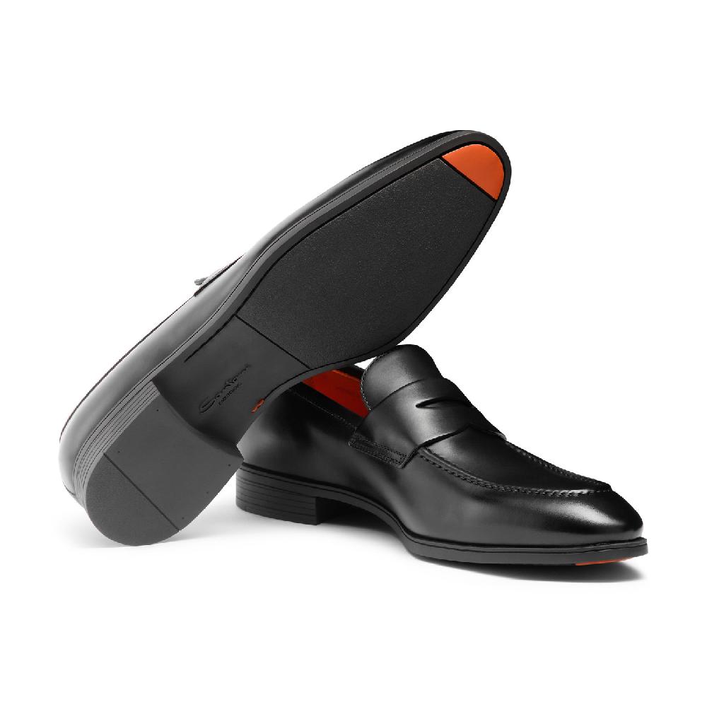 Santoni Mocassino penny da uomo in pelle nera Negozi Online