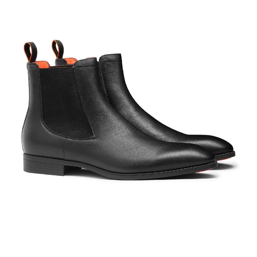 Santoni Stivaletto chelsea da uomo in pelle nera Consegna Veloce