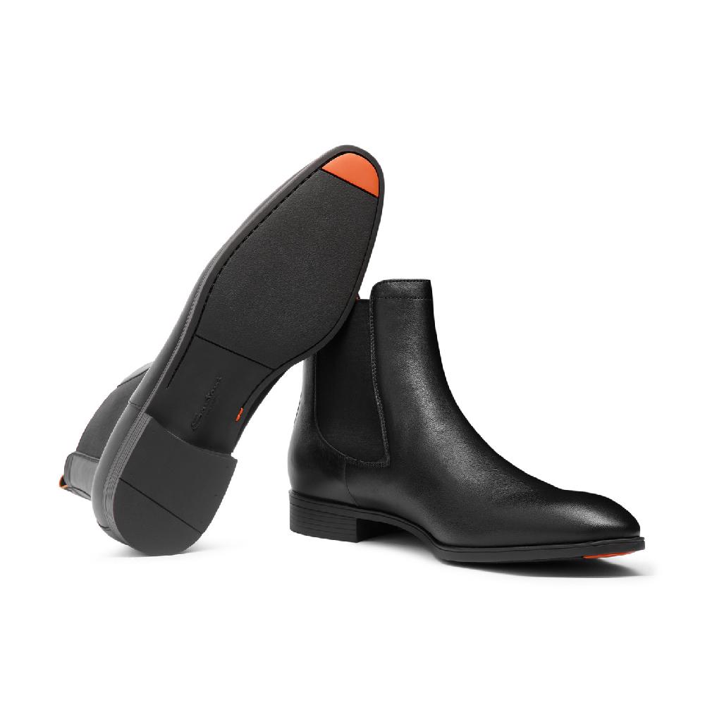 Santoni Stivaletto chelsea da uomo in pelle nera Consegna Veloce