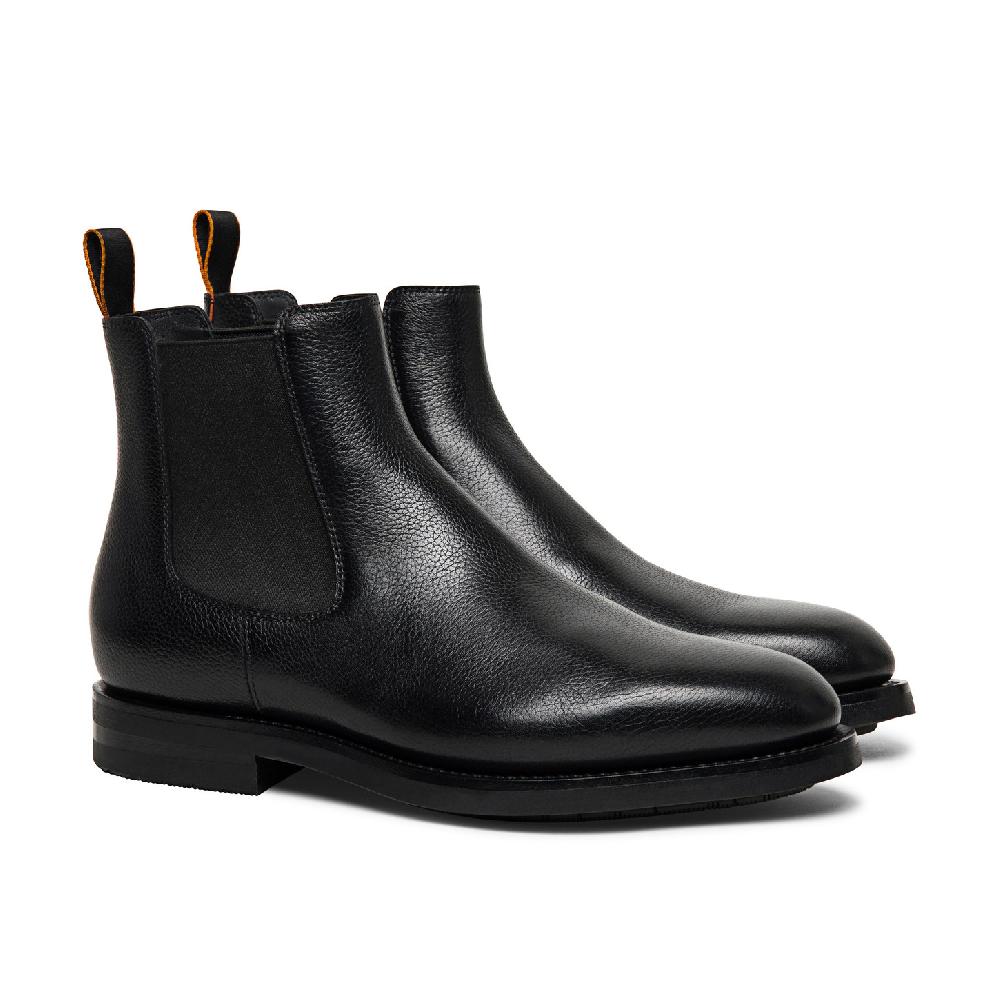 Santoni Stivaletto chelsea da uomo in pelle anticata nera Sottocosto
