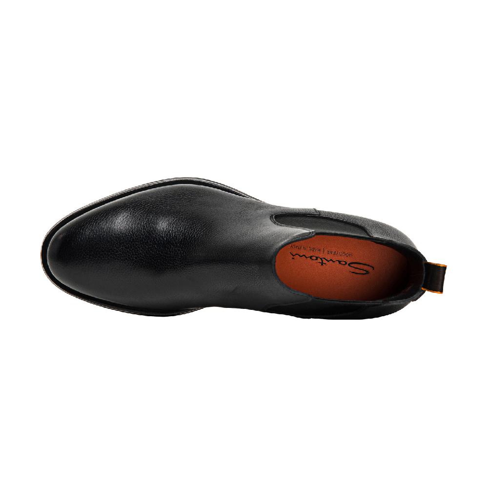 Santoni Stivaletto chelsea da uomo in pelle anticata nera Sottocosto