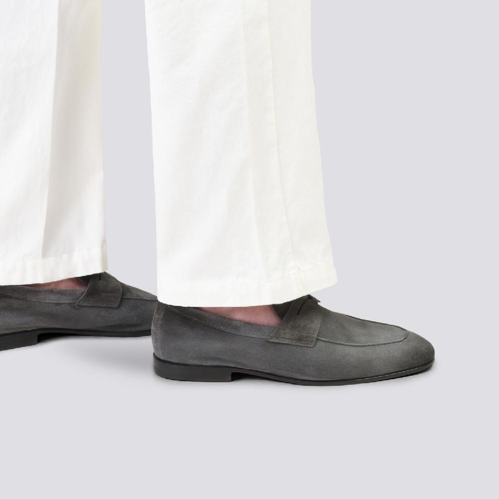 Santoni Mocassino Carlo da uomo in suede grigio Novità