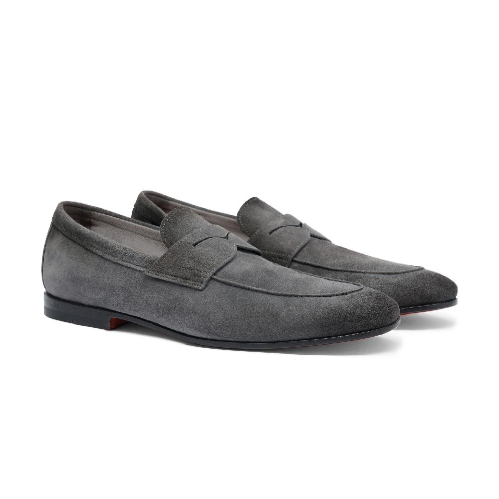 Santoni Mocassino Carlo da uomo in suede grigio Novità