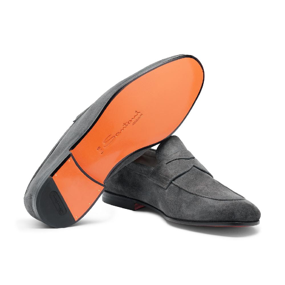Santoni Mocassino Carlo da uomo in suede grigio Novità