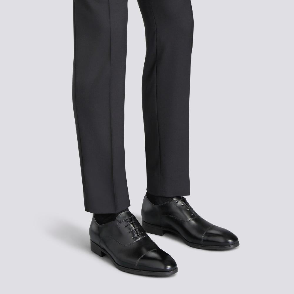 Santoni Stringata oxford da uomo in pelle nera Economico