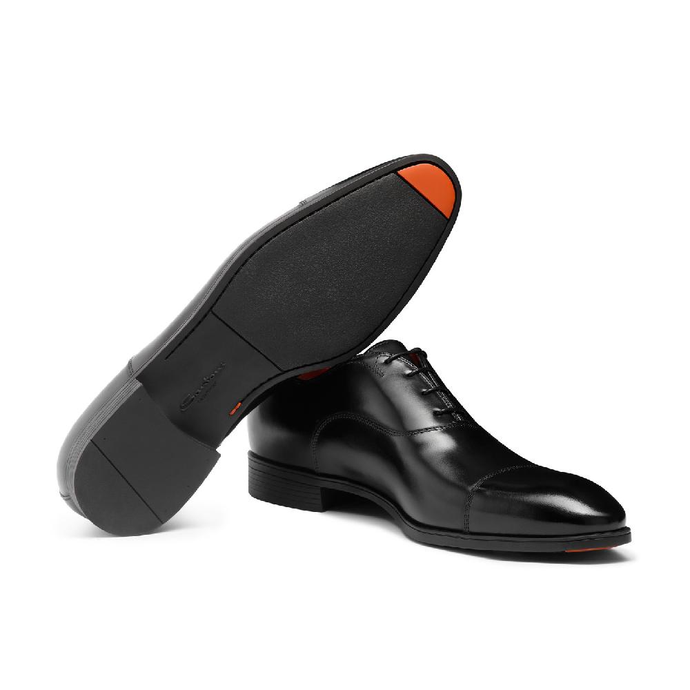 Santoni Stringata oxford da uomo in pelle nera Economico
