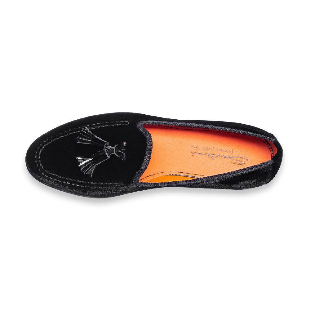 Santoni Mocassino Andrea con nappe da uomo in velluto nero Vendita Economica