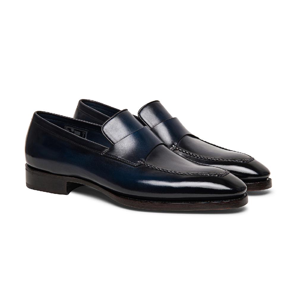 Santoni Mocassino penny Limited Edition da uomo in pelle blu Vendite Flash