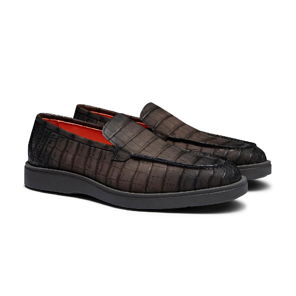 Santoni Mocassino da uomo in alligatore testa di moro Nuova