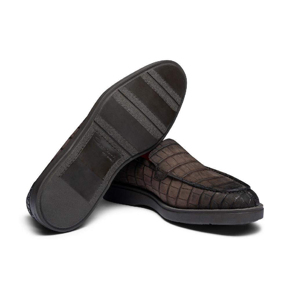 Santoni Mocassino da uomo in alligatore testa di moro Nuova