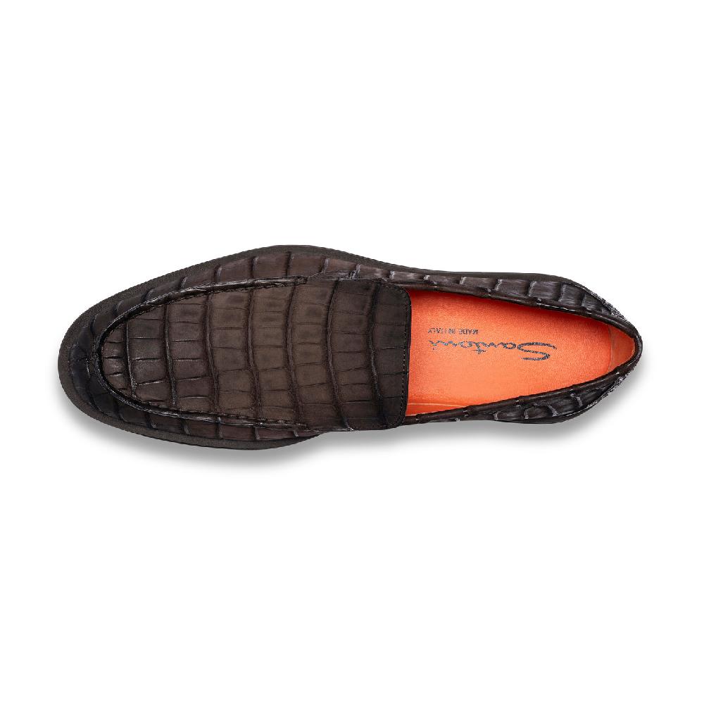 Santoni Mocassino da uomo in alligatore testa di moro Nuova