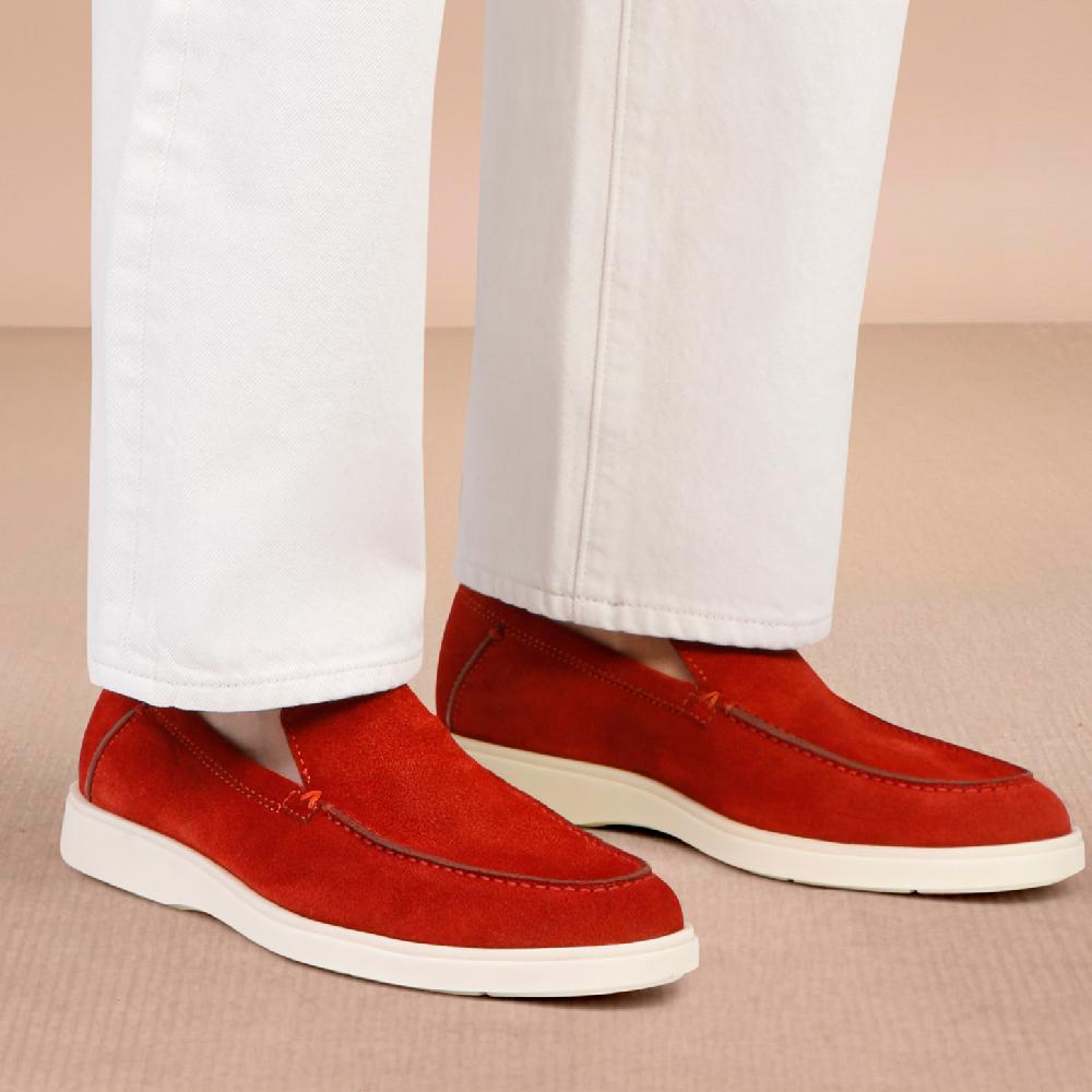 Santoni Mocassino da uomo in suede arancione Black Friday Prezzi