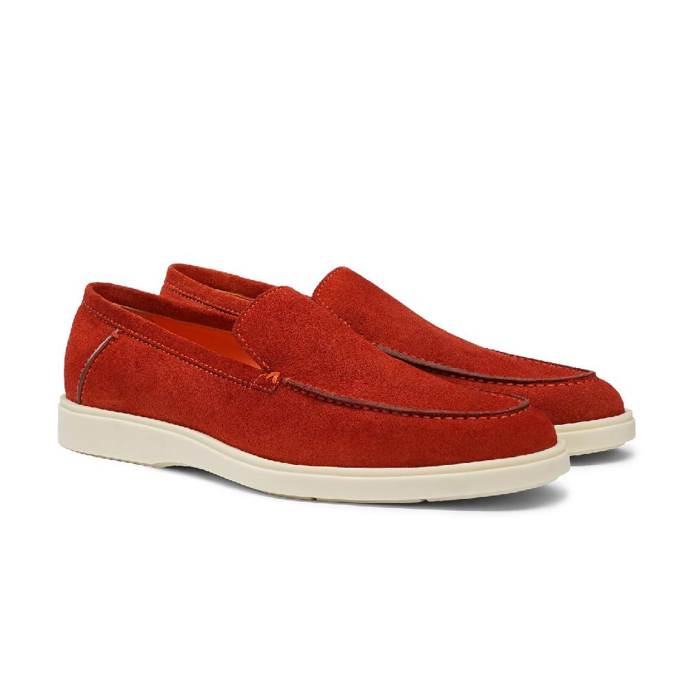 Santoni Mocassino da uomo in suede arancione Black Friday Prezzi