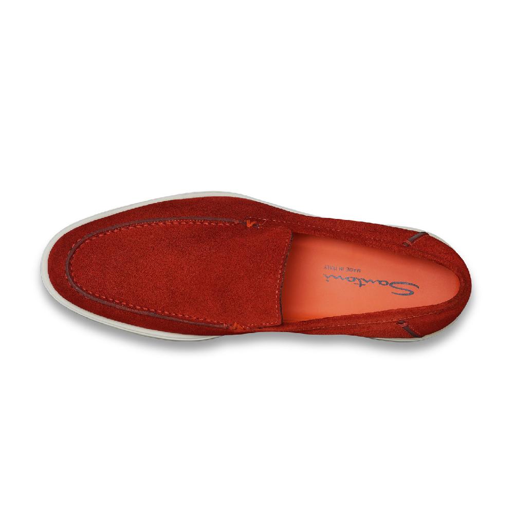 Santoni Mocassino da uomo in suede arancione Black Friday Prezzi