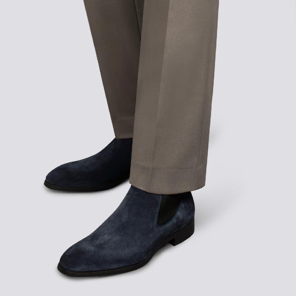 Santoni Stivaletto chelsea da uomo in suede blu Nuovo