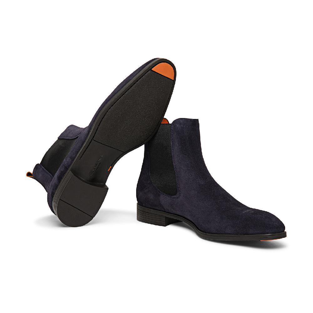 Santoni Stivaletto chelsea da uomo in suede blu Nuovo