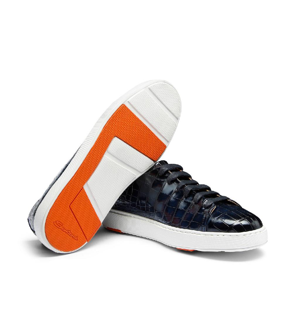 Santoni Sneaker da uomo in alligatore blu Spedizione Gratuita