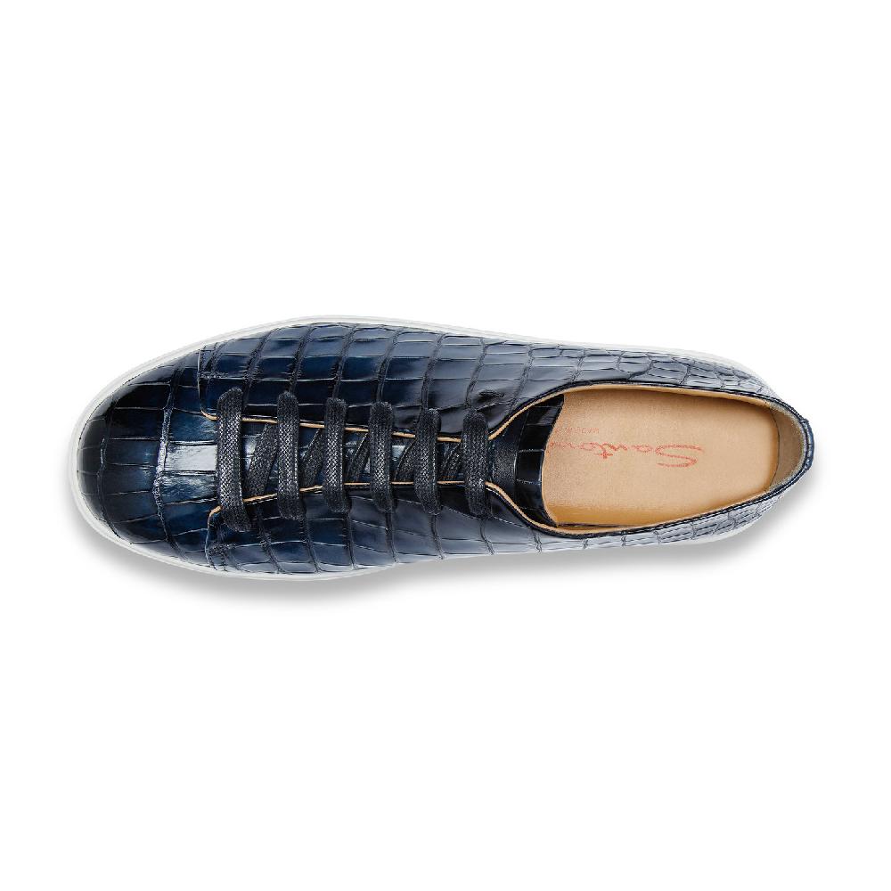 Santoni Sneaker da uomo in alligatore blu Spedizione Gratuita