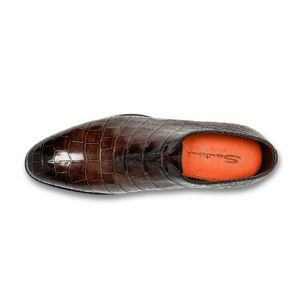 Santoni Stringata oxford da uomo in alligatore testa di moro Soddisfazione Garantita