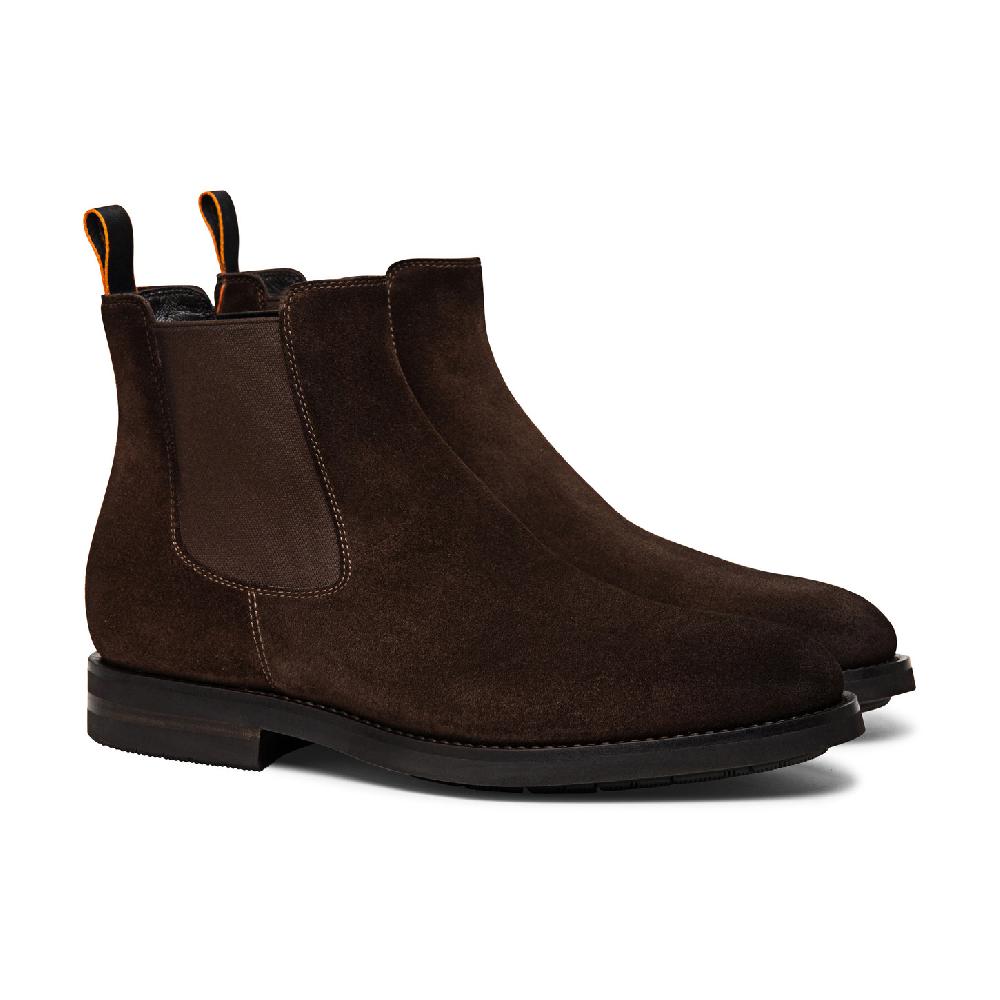 Santoni Stivaletto chelsea da uomo in suede marrone Consegna Veloce