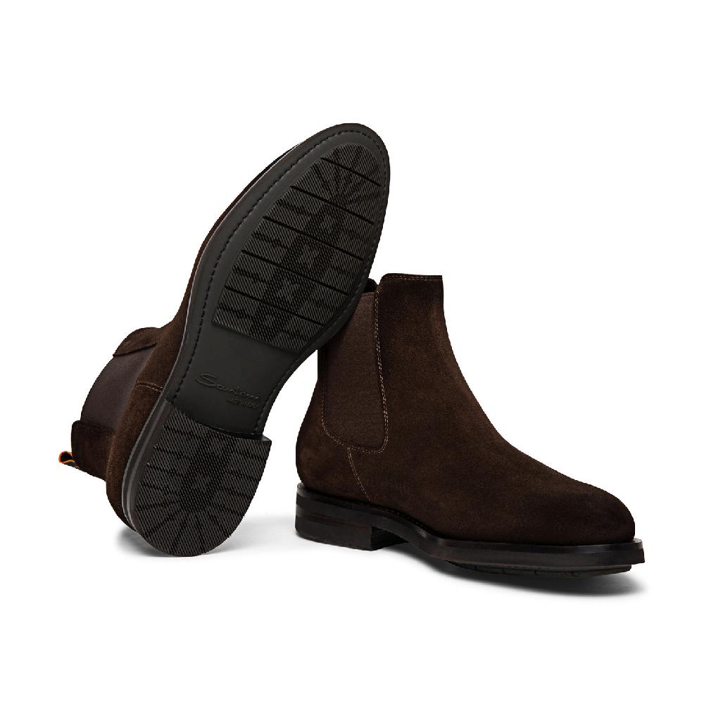 Santoni Stivaletto chelsea da uomo in suede marrone Consegna Veloce