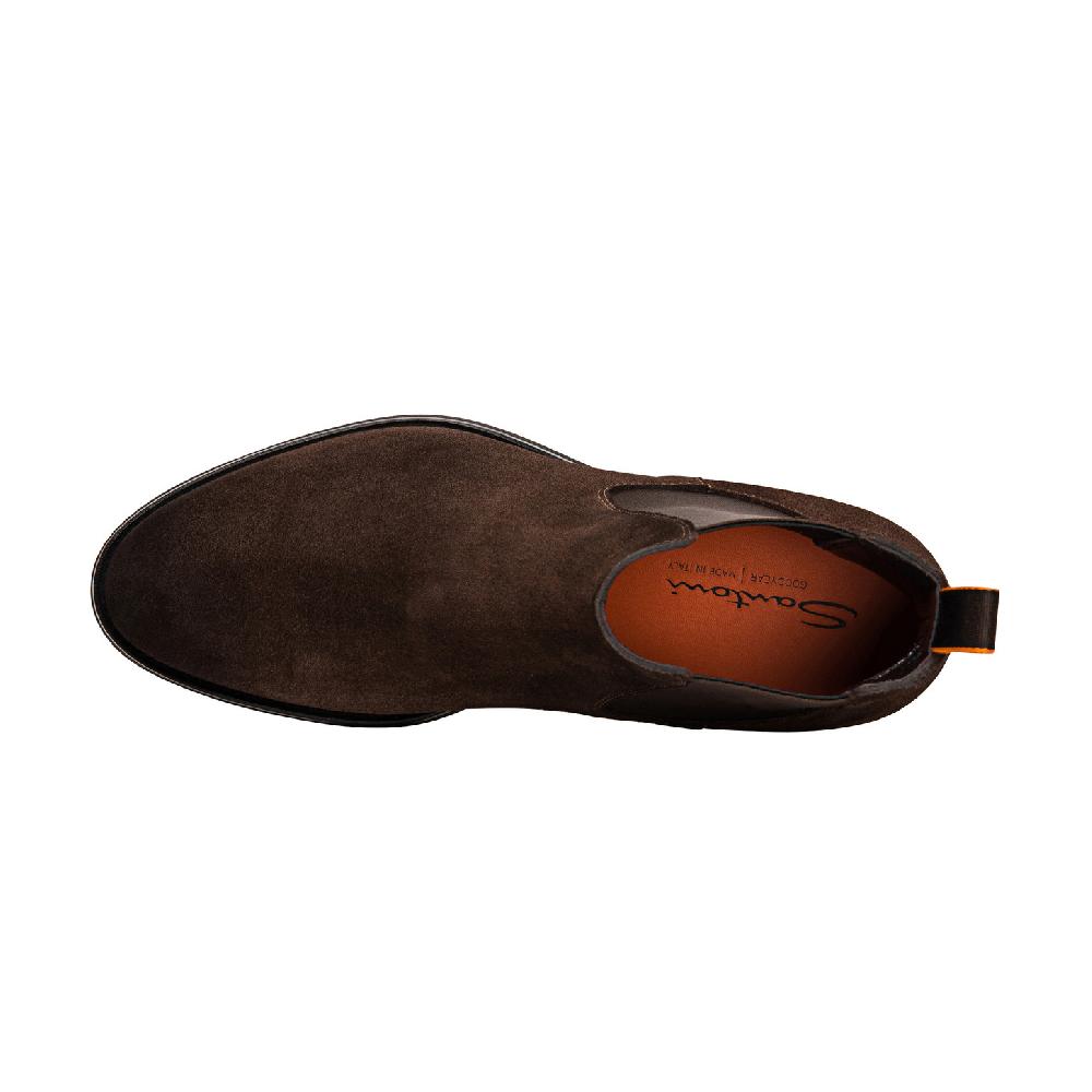 Santoni Stivaletto chelsea da uomo in suede marrone Consegna Veloce