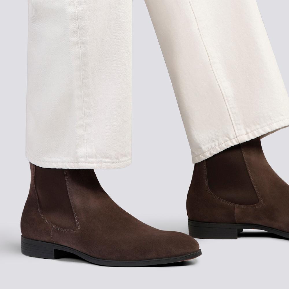 Santoni Stivaletto chelsea da uomo in suede marrone Affare Del Giorno