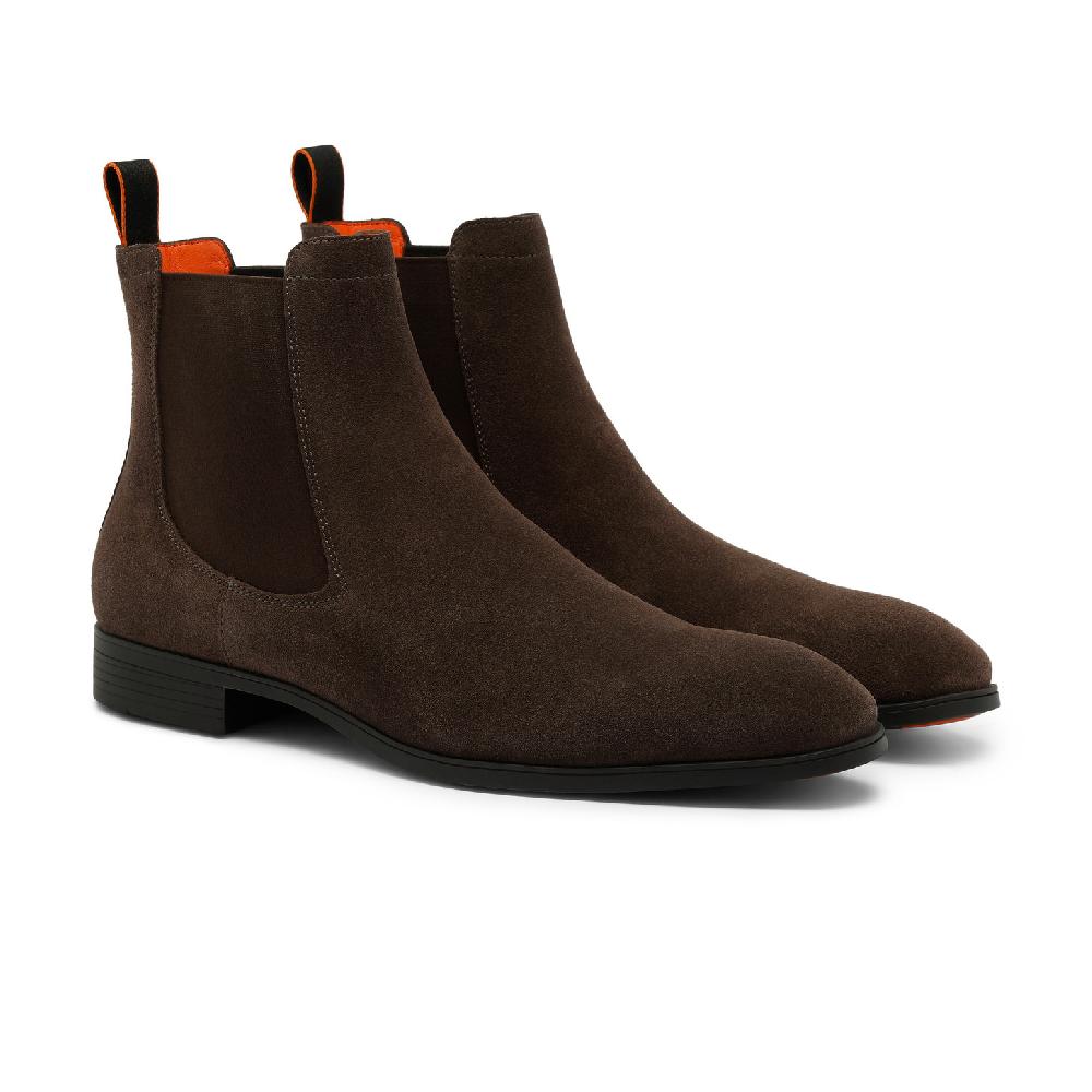 Santoni Stivaletto chelsea da uomo in suede marrone Affare Del Giorno