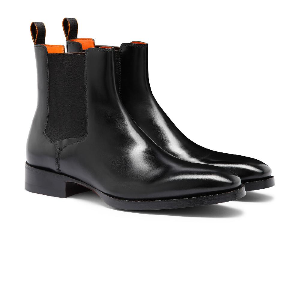 Santoni Stivaletto chelsea da uomo in pelle anticata nera Economico