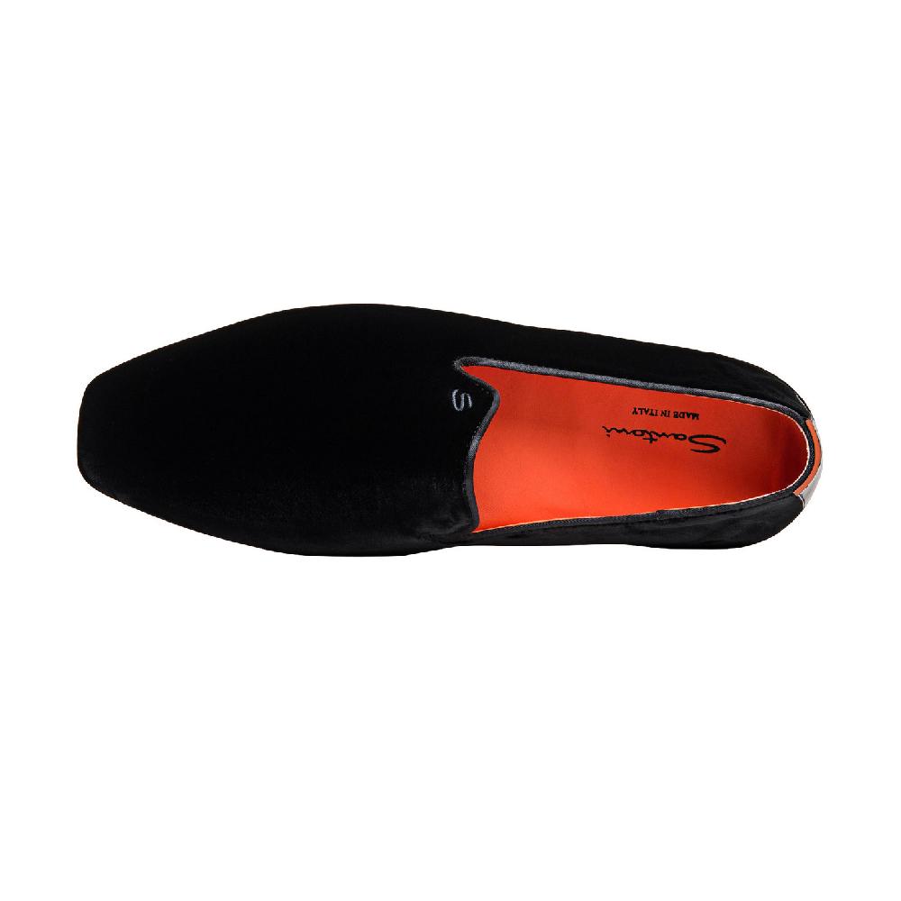 Santoni Pantofola da uomo in velluto nero Online
