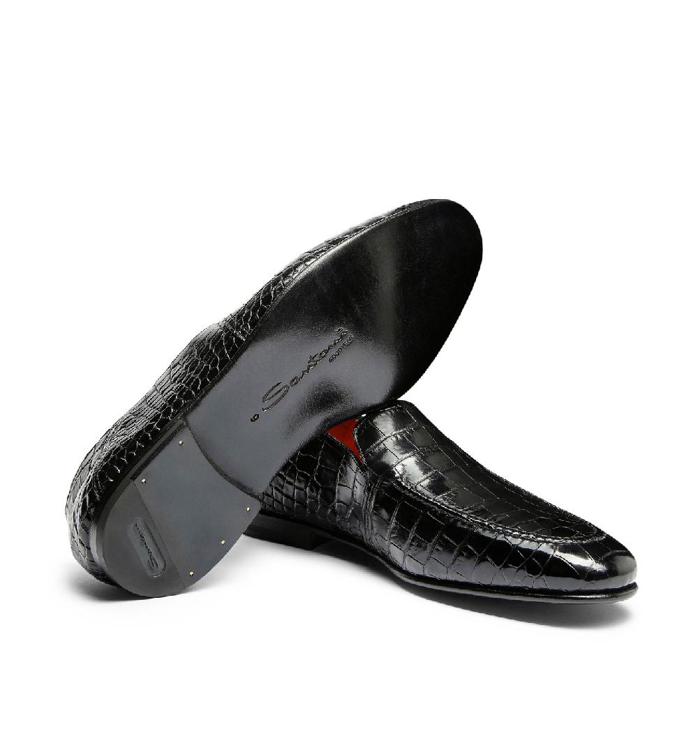 Santoni Mocassino da uomo in alligatore grigio In Vendita