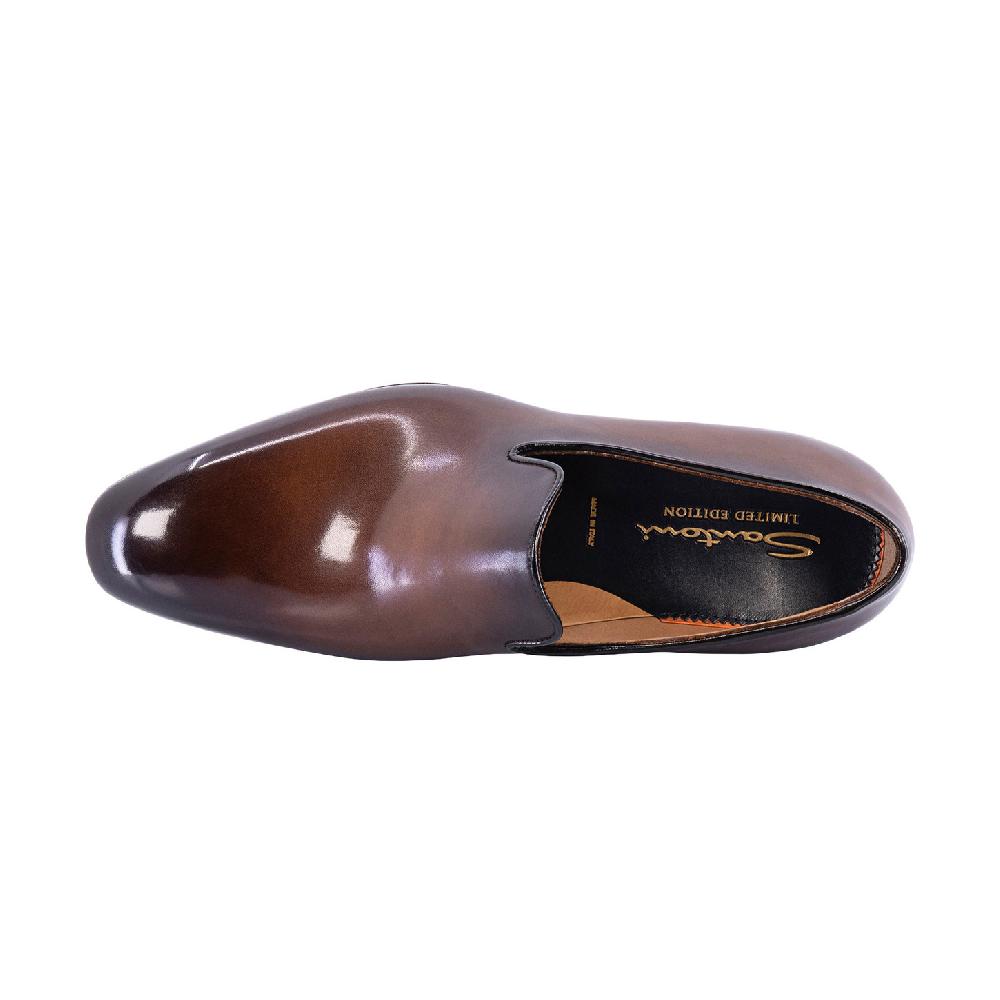 Santoni Mocassino Uniqua da uomo in pelle anticata marrone Saldi