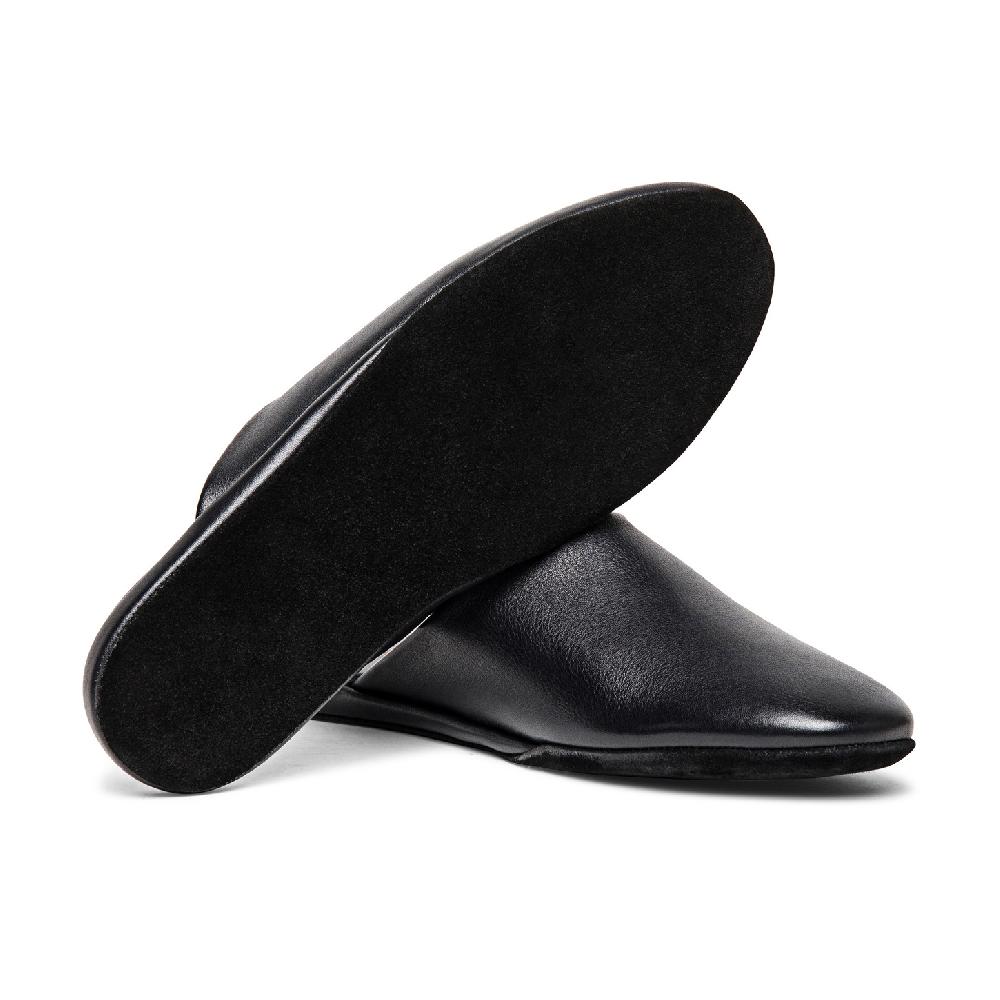 Santoni Pantofola da uomo in pelle nera Vendita Calda